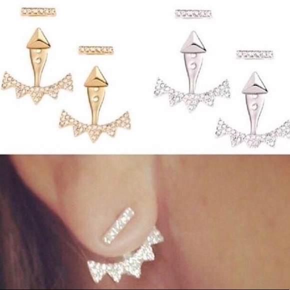 :: S&D RoseGold Pavé 6-in-1 Ear Jacket Earrings - Picture 2 of 8